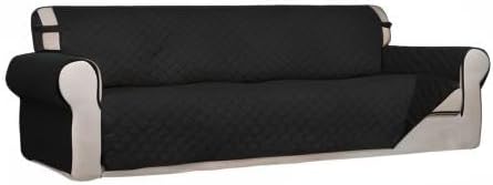 PureFit Reversible Quilted Couch Covers for Dogs Sofa Cover 4 Seater 88" | Black/Black, Water Resistant Couch Protector, Washable Pet Couch Cover with Non Slip and Elastic Straps For Kids