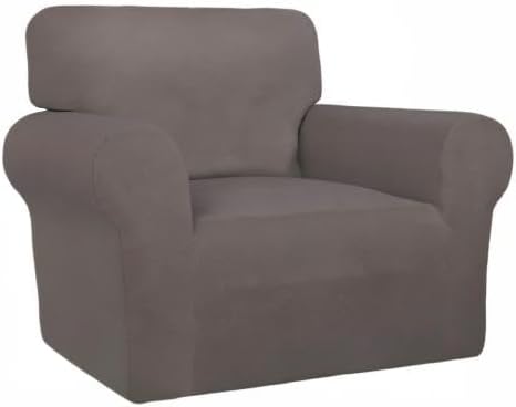 PureFit Super Stretch Chair Covers Fleece Couch Covers for Sofa Taupe | 1-Piece Spandex Couch Cover Soft Couch Protector, Sofa Cover Washable with Non Skid Foam and Elastic Bottom for Kids, Dogs