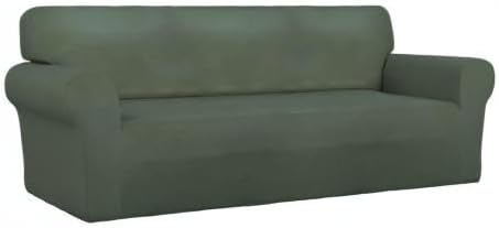 PureFit Stretch Couch Covers for Sofa Large Sofa Slipcovers Grayish Green | 1-Piece Sofa Cover Washable Soft Couch Protector, Couch Slipcover with Non Skid Foam and Elastic Bottom for Kids, Dogs