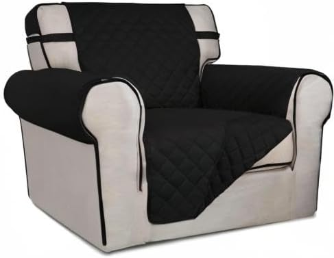 PureFit Reversible Chair Sofa Cover Dog Couch Covers for Sofa, 25.5 in | Black/Black, Water Resistant Couch Protector, Washable Pet Couch Cover with Non Slip and Elastic Straps For Kids