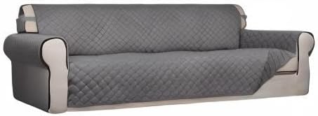 PureFit Reversible Quilted Couch Covers for Dogs Sofa Cover 4 Seater 88" | Gray/Gray, Water Resistant Couch Protector, Washable Pet Couch Cover with Non Slip and Elastic Straps For Kids