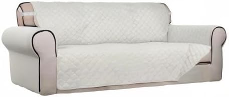 PureFit Reversible Quilted Sofa Cover Dog Couch Covers for Sofa, 66 in | Ivory/Ivory, Water Resistant Couch Protector, Washable Pet Couch Cover with Non Slip and Elastic Straps For Kids