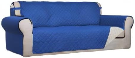 PureFit Reversible Quilted Sofa Cover, Water Resistant Slipcover Furniture Protector, Washable Couch Cover with Non Slip Foam and Elastic Straps for Kids, Pets (X Large, Classic Blue/Ivory) | Classic Blue/Ivory, Water Resistant Couch Protector, Washabl...