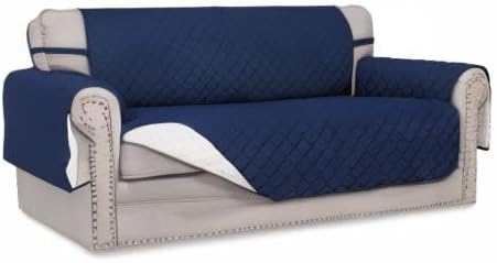 Easy-Going Reversible Couch Cover, 2 Cushion Sofa, Navy/Ivory | Oversized Loveseat Slipcover For Dogs, Water Resistant Mat, Living Room, Non-Slip Sofa Cover, Pet Friendly