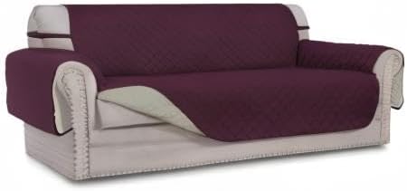 Easy-Going Reversible Couch Cover, 3 Cushion Sofa, Large, Wine/Beige | Machine Washable Slipcover For Dogs, Water Resistant Furniture Mat For Living Room, Non-Slip Sofa Cover, Pet Friendly
