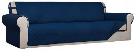 PureFit Reversible Quilted Couch Covers for Dogs Sofa Cover 4 Seater 88" | Navy/Navy, Water Resistant Couch Protector, Washable Pet Couch Cover with Non Slip and Elastic Straps For Kids