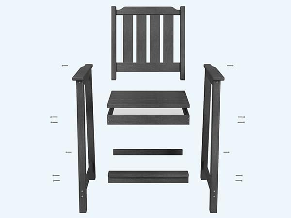 Garvee Outdoor Patio Bar Height Chair Set of 4, All-Weather HDPE Bar Height Barstools Widened Chair Set, Adirondack Chairs Set with Widened Armrests for Garden, Poolside, Bistro