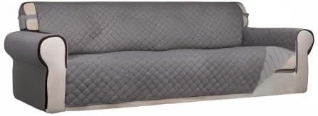 PureFit Reversible Quilted Couch Covers for Dogs Sofa Cover 4 Seater 88" | Gray/Light Gray, Water Resistant Couch Protector, Washable Pet Couch Cover with Non Slip and Elastic Straps For Kids