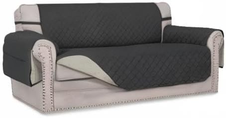 Easy-Going Reversible Couch Cover, 2 Cushion Sofa, Darkgray/Beige | Oversized Loveseat Slipcover For Dogs, Water Resistant Mat, Living Room, Non-Slip Sofa Cover, Pet Friendly