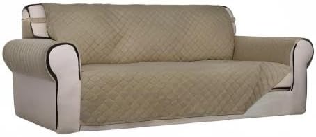 PureFit Reversible Quilted Sofa Cover, Water Resistant Slipcover Furniture Protector, Washable Couch Cover with Non Slip and Elastic Straps for Kids, Dogs, Pets (Sofa, Beige/Beige) | Beige/Beige, Water Resistant Couch Protector, Washable Pet Couch Cove...