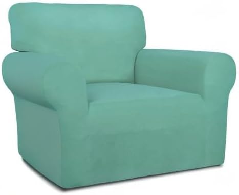 PureFit Super Stretch Chair Covers Fleece Couch Covers for Sofa Cyan | 1-Piece Spandex Couch Cover Soft Couch Protector, Sofa Cover Washable with Non Skid Foam and Elastic Bottom for Kids, Dogs