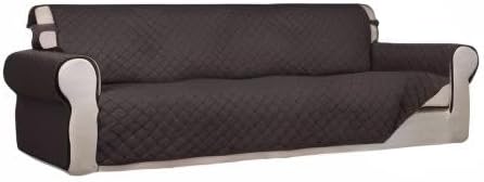 PureFit Reversible Quilted Couch Covers for Dogs Sofa Cover 4 Seater 88" | Chocolate/Chocolate, Water Resistant Couch Protector, Washable Pet Couch Cover with Non Slip and Elastic Straps For Kids