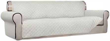 PureFit Reversible Quilted Couch Covers for Dogs Sofa Cover 4 Seater 88" | Ivory/Ivory, Water Resistant Couch Protector, Washable Pet Couch Cover with Non Slip and Elastic Straps For Kids