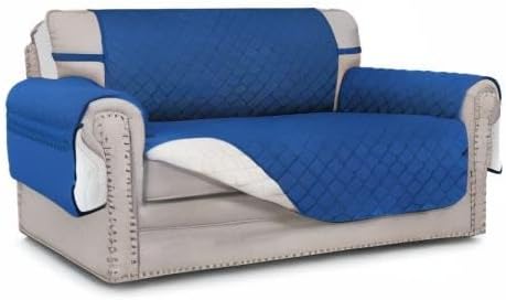 Easy-Going Reversible Couch Cover, 2 Cushion Sofa, Loveseat, Blue/Ivory | Machine Washable Slipcover For Dogs, Water Resistant Furniture Mat For Living Room, Non-Slip Sofa Cover, Pet Friendly