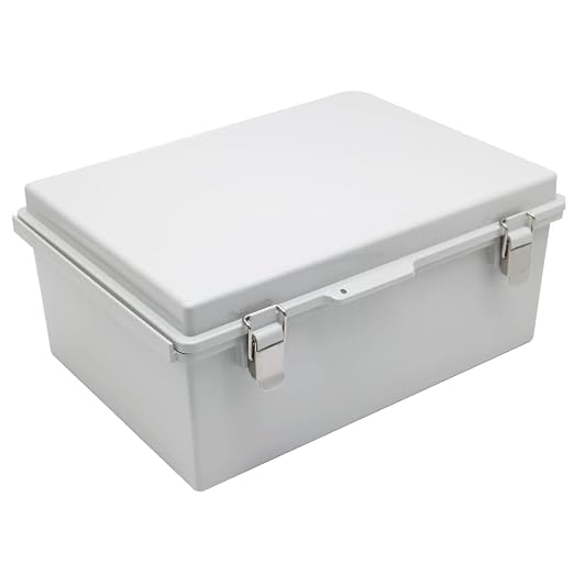 Watertight Electrical Junction Box with Mounting Plate, Clear Hinged Cover Stainless Steel Latch, Plastic Enclosure for Project Wall Bracket, IP67 13.8*9.8*5.9inch(350×250×150mm)