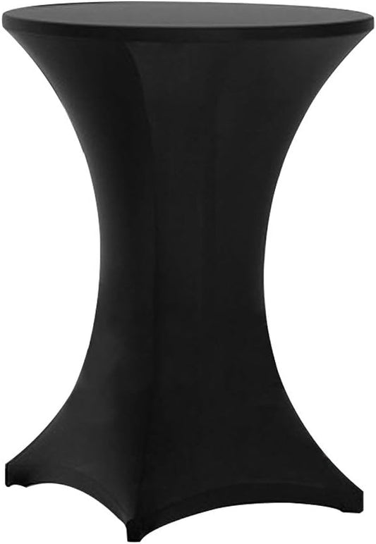 Tina 2 Pack 24x43 Inch Highboy Spandex Cocktail Table Covers Black, Cocktail Table Spandex Covers, Fitted Stretch Cocktail Table Tablecloth for Round Tables (2PC 24X43 Black)