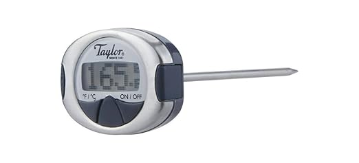 Taylor Pro Instant Read Digital Food Thermometer – Stainless Steel Probe with 0.4" Dot Matrix Display, -58°F to 448°F Temperature Range for BBQ, Baking & Candy Making (Steel/Black)