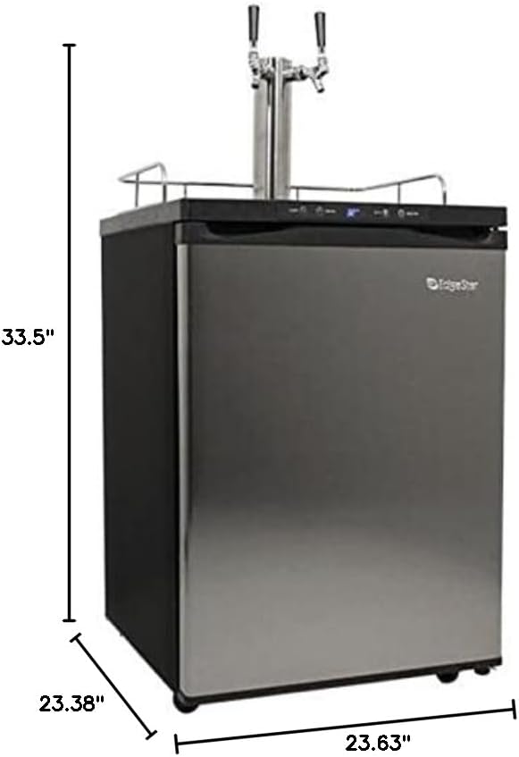 EdgeStar KC3000SSTWIN Full Size Dual Tap Kegerator with Digital Display - Black and Stainless Steel