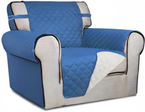 PureFit Reversible Chair Sofa Cover Dog Couch Covers for Sofa, 25.5 in | Blue/Ivory, Water Resistant Couch Protector, Washable Pet Couch Cover with Non Slip and Elastic Straps For Kids