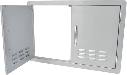 Stanbroil Outdoor Kitchen Stainless Steel Double Access Door with Vents, 30 Inches
