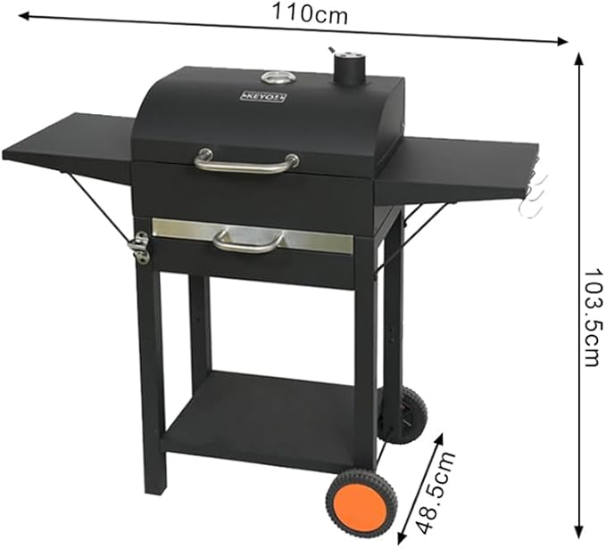 24 Inch Portable Charcoal Grill with 2 Side Table– Large Stainless Steel BBQ Grill with Adjustable Heat Control & Ash Catcher, 239 sq.in. Cooking Area for Backyard Camping Picnic Tailgate Party