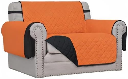 Easy-Going Reversible Couch Cover, Oversized Chair, Orange/Black | Machine Washable Slipcover For Dogs, Water Resistant Furniture Mat For Living Room, Non-Slip Sofa Cover, Pet Friendly