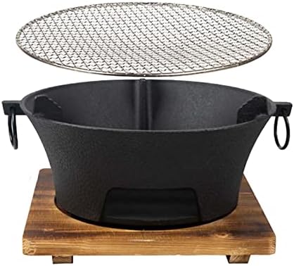 Charcoal Grill Round Firepit Bowl with Grill Grid Furnace Fireplace Wood Burning Camp Stove for BBQ Outside Cooking Hiking Picnic (S)