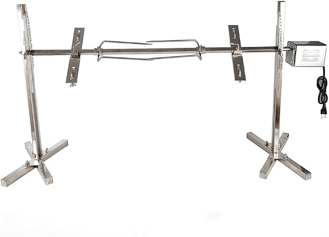 DYRABREST 15W Rotisserie Grill Kit Tripod Rotisserie Roaster Stand, 53inch Pig Roaster Rotisserie with Adjustable Spit Height, Electric BBQ Grill Stand for Pork, Chicken, Lamb, or Goat