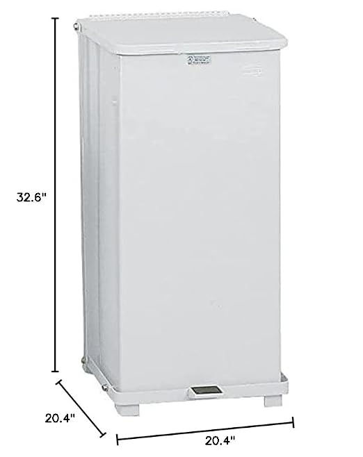Rubbermaid Commercial Products Defenders Biohazard Step-On Trash Can 13-Gallon White Square Steel Waste Disposal in Doctors Office/Hospital/Medical/Healthcare Facilities