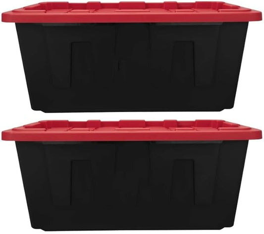 2-Pack 40 Gallon Plastic Storage Bins with Snap Lids, Stackable Storage Containers, Recycled Plastic Construction, Lockable Design with Holes for Zip Ties or Padlocks โ Heavy-Duty Storage Boxes