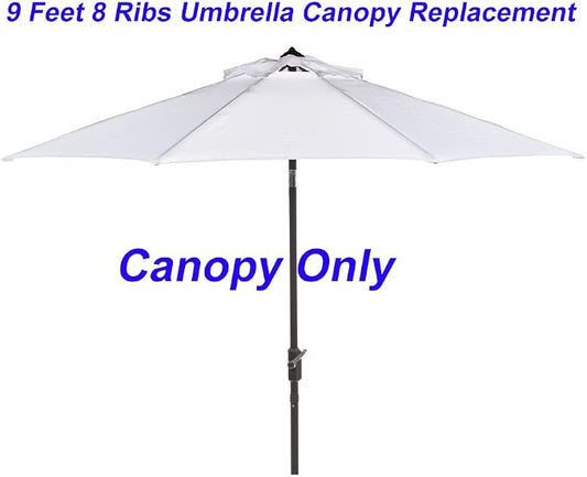 9ft Patio Umbrella Replacement Canopy Market Umbrella Top Outdoor Umbrella Canopy with 8 Ribs,Vented Canopy, Fade Resistant, UPF 50+ Excellent Sun Protection