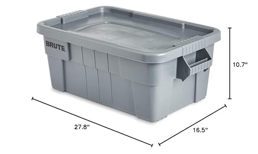 Rubbermaid Commercial Products BRUTE Tote Storage Bin with Lid, 14-Gallon, Gray, Rugged/Reusable Boxes for Moving/Camping/Garage/Basement Storage, Pack of 6