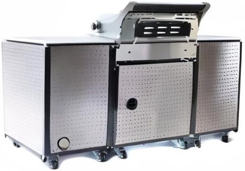 Mont Alpi Premium 70"W Black Stainless Steel Outdoor Kitchen Island BBQ Gas Grill with Compact Refrigerator & Rotisserie Burner + Dual Sided Griddle Plate + Charcoal Tray + Natural Gas Conversion Kit