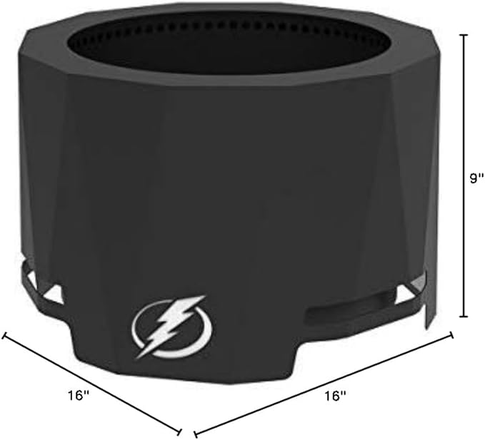 Blue Sky Outdoor Living NHL Tampa Bay Lightning 24” Steel Peak Patio Smokeless Fire Pit, Firewood and/or Wood Pellet Burning