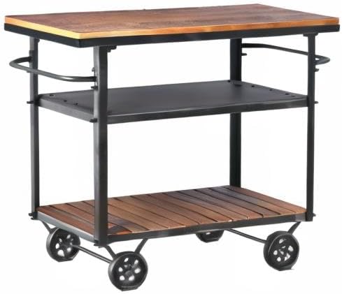 Industrial 3 Tier Rolling Utility Storage Cart Wine Beverage, Metal Wine Rack with Wheels Kitchen Bar Dining Room Tea Wine, Storage Cart with Wood