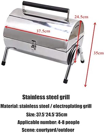 Portable BBQ Grill Portable Charcoal Grill Mini Lightweight BBQ Smoker Grill for Outdoor Barbecues Camping Backyard Garden Picnic Beach Party, Stainless Steel, Silver BBQ Grill Ute