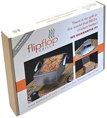 Generic Flip Flop Grill - Charcoal Barbecue Grill - Silver - Stainless Steel - Rotisserie Kit - Outdoor, Camping