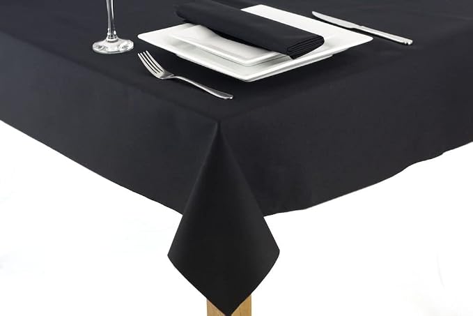 Black Rectangle Tablecloth 54 x 80 Inch 210 GSM Stain&Water Wrinkle Resistant Washable Fabric Table Cloth for Dining Table Buffet Parties Outdoor Picnic Camping Kitchen