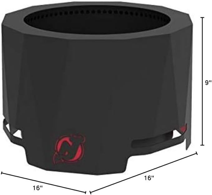 Blue Sky Outdoor Living NHL New Jersey Devils 24” Steel Peak Patio Smokeless Fire Pit, Firewood and/or Wood Pellet Burning