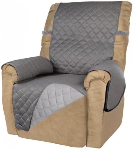 PureFit Reversible Recliner Chair Covers Couch Covers for Dogs, 19 in | Gray/Light Gray, Water Resistant Couch Protector, Washable Pet Couch Cover with Non Slip and Elastic Straps For Kids