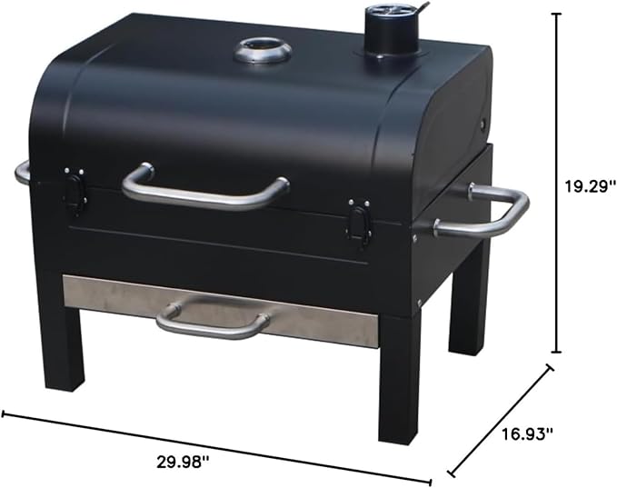 18-Inch Portable Tabletop Charcoal BBQ Grill, 2-Tiered with Side Handles & Lid, Compact Grill & Smoker for Picnic, Tailgate & Outdoor Cooking