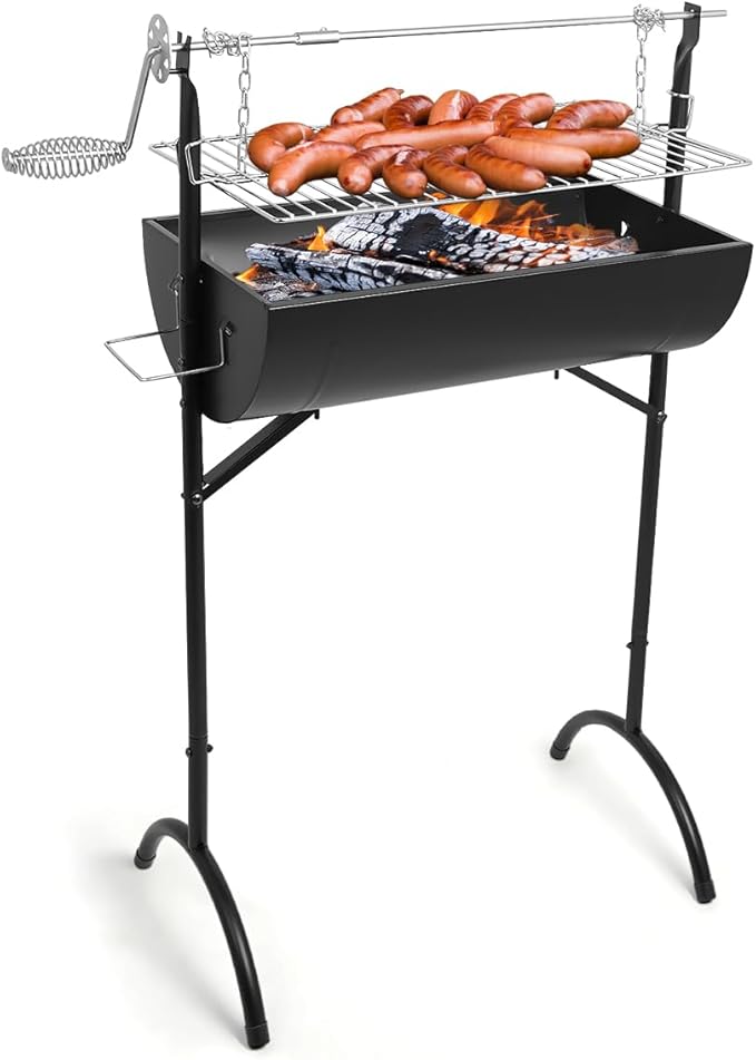 Manual Rotisserie Charcoal Grill, Stainless Steel Heavy Duty Grill For Backyard Camping Picnic and Party