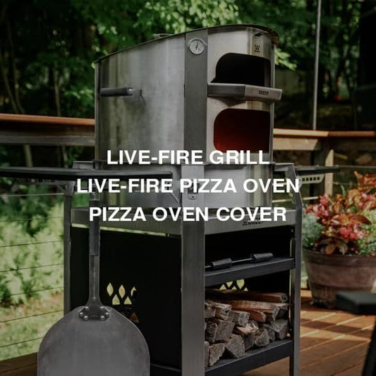Breeo Live-Fire Grill Pizza Oven Bundle - Portable Wood Stove - Campfire Cooking Equipment - Live-Fire Pizza Oven, Grill, Cover, Skillet Rest Included - Compatible with All X24 Accessories
