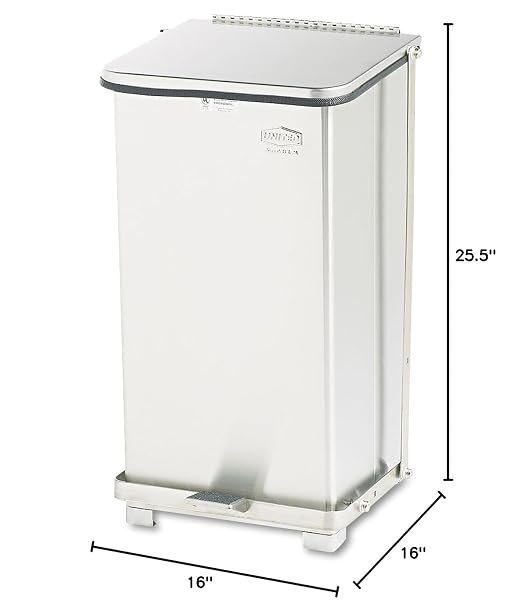 Rubbermaid Commercial Products Defenders Biohazard Steel Trash Can, Step-On, 6.5 GAL, Stainless Steel, Hospital/Doctor's Office/Healthcare Facilities