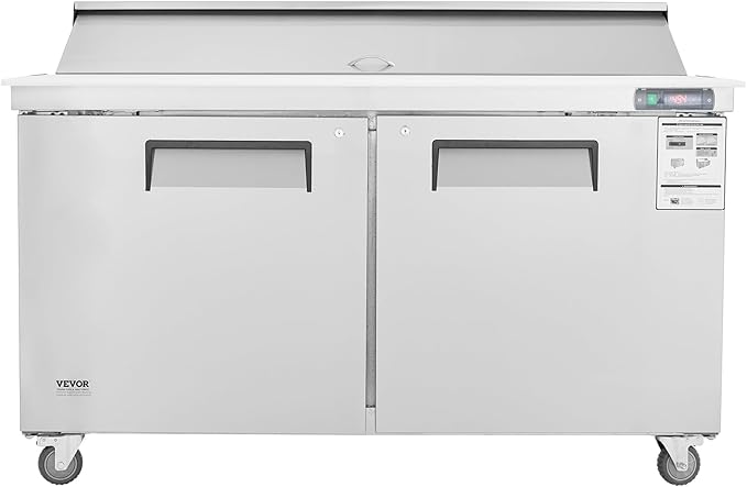 VEVOR Under Counter Drawer Refrigerator, 24 In Stainless Steel Fridge with Temperature Control, Dual Drawer Refrigerator with Powerful Compressor & LED Display, for Home, Office, and Commercial Use