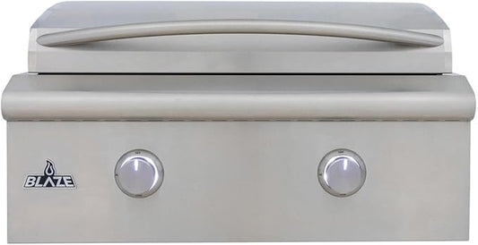 Blaze LTE+ 30-Inch Built-in Natural Gas Griddle – 304 Stainless Steel Outdoor Kitchen Flat Top, 2-Burner 30,000 BTU (15k per burner) with Lift-Assist Hood, LED Control Knobs & Front Grease Tray