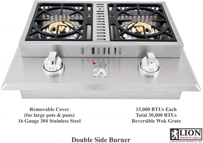 Lion Premium Grills L1634 Natural Gas Double Side Burner, 26-3/4 by 20-1/2-Inch