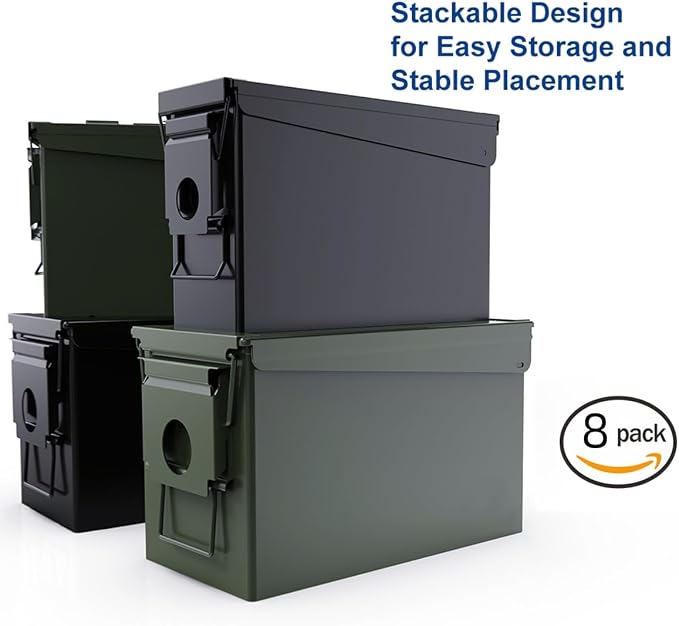 PATRON 30 & 50 Cal Ammo Can Metal Ammo Box Storage Crate Case for Shotgun Bullet Rifle Ammunition Waterproof (Black or Green)