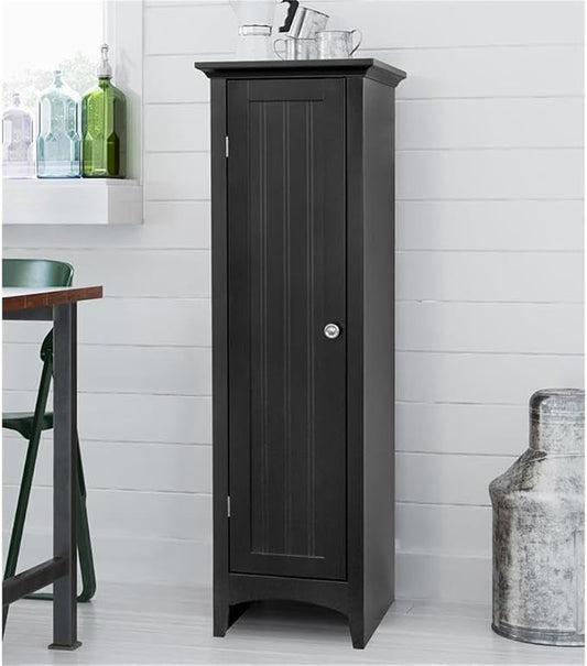 OS Home and Office Furniture 15" 1-Door Wood Kitchen Storage Pantry in Black