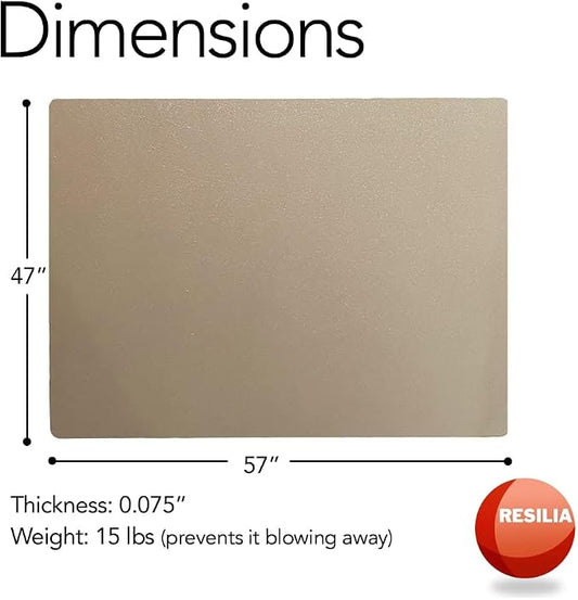RESILIA X-Large Under Grill Mat โ Heavy Duty, Reusable Outdoor Floor Protector Mats for Deck, Patio, & Garage โ 57 Inch x 47 Inch, Beige/Tan Orange Peel, Made in the USA